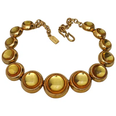Pre-owned Saint Laurent Vintage Yves  Citrine Cabochon Necklace In Brown