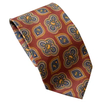 Pre-owned Saint Laurent Vintage Yves  Decorated All-silk Tie In Brown