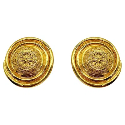 Pre-owned Saint Laurent Vintage Yves  Floral Nest Style Earrings 1980s In Multi