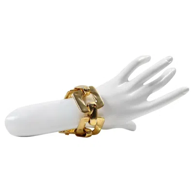 Pre-owned Saint Laurent Vintage Yves  Gold Tone Heavy Link Bracelet, Circa 1985 In Multi