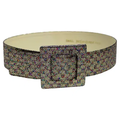 Pre-owned Saint Laurent Vintage Yves  Metallic Glitter Belt In Brown