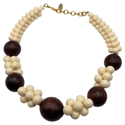 Pre-owned Saint Laurent Vintage Yves  Resin & Wood Bead African Collection Necklace, 1967 In Multi