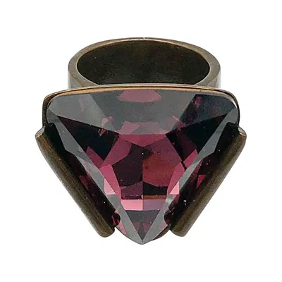 Pre-owned Saint Laurent Vintage Yves  Rive Gauche Large Purple Trillion Crystal Ring 1980s
