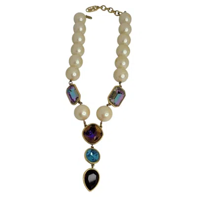Pre-owned Saint Laurent Vintage Yves  Runway Statement Drop Necklace In Multiple