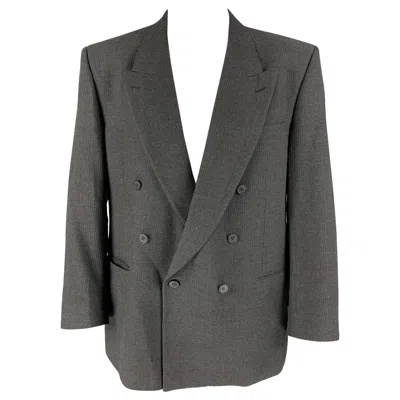 Pre-owned Saint Laurent Vintage Yves  Size 46 Regular Dark Gray Textured Wool Sport Coat
