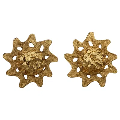 Pre-owned Saint Laurent Vintage Yves  Sun Nugget By Robert Goossens Earrings In Brown