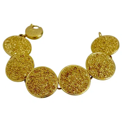 Pre-owned Saint Laurent Vintage Yves  Textured Disc Bracelet In Brown