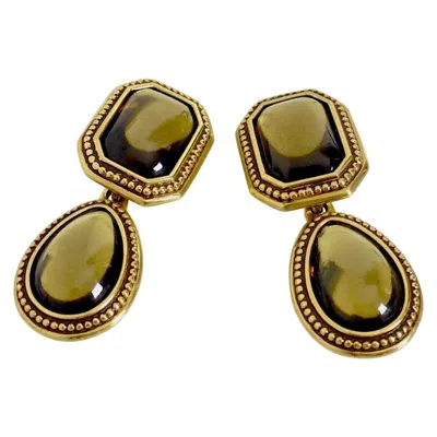 Pre-owned Saint Laurent Vintage Yves  Ysl 2 In 1 Byzantine Dangling Earrings In Brown