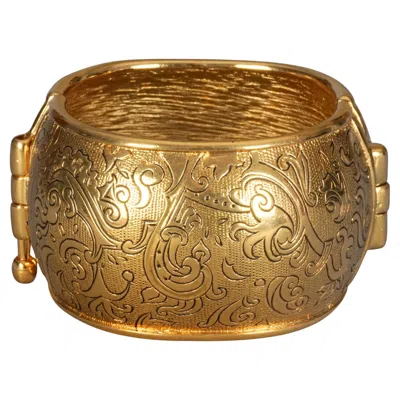 Pre-owned Saint Laurent Vintage Yves  Ysl Arabesque Textured Cuff Bracelet In Multi