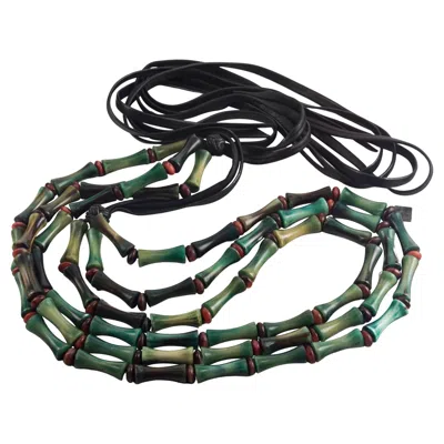 Pre-owned Saint Laurent Vintage Yves  Ysl Bamboo Resin Multi Strand Belt In Black