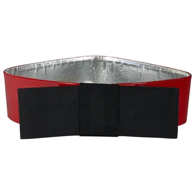 Pre-owned Saint Laurent Vintage Yves  Ysl Black Bow Red Patent Belt