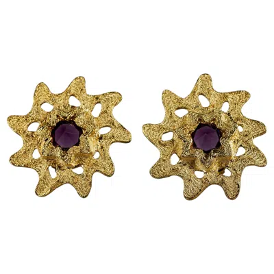 Pre-owned Saint Laurent Vintage Yves  Ysl By Goossens Textured Star Rhinestone Earrings In Multi