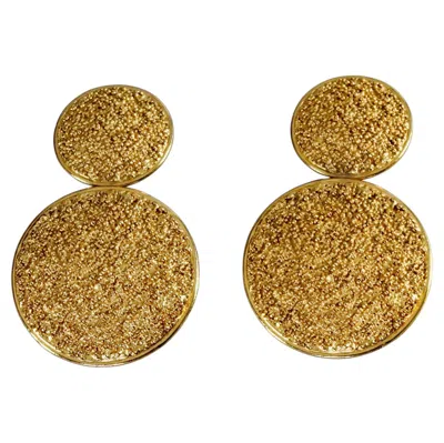 Pre-owned Saint Laurent Vintage Yves  Ysl By Robert Goossens Double Disc Textured Earrings In Multi