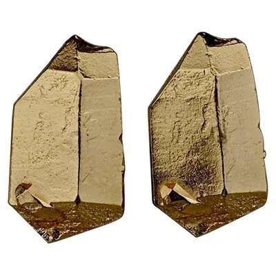 Pre-owned Saint Laurent Vintage Yves  Ysl By Robert Goossens Gilt Prism Earrings In Brown