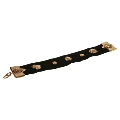 Pre-owned Saint Laurent Vintage Yves  Ysl By Robert Goossens Sun Face Passementerie Belt In Black