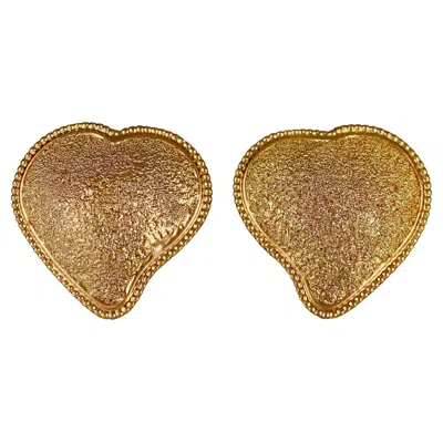 Pre-owned Saint Laurent Vintage Yves  Ysl By Robert Goossens Textured Heart Earrings In Multi