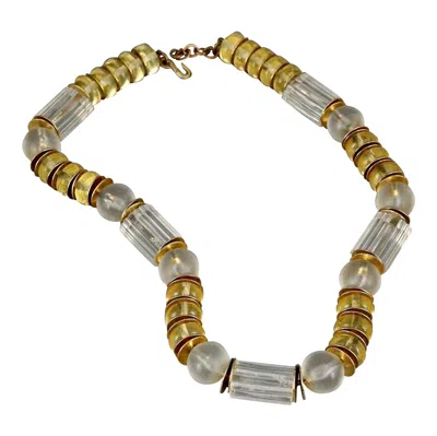 Pre-owned Saint Laurent Vintage Yves  Ysl Citrine Clear Lucite Necklace In Brown