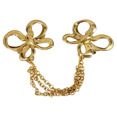 Pre-owned Saint Laurent Vintage Yves  Ysl Double Ribbon Bow Lapel Brooch In Multi