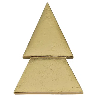 Pre-owned Saint Laurent Vintage Yves  Ysl Double Triangle Textured Brooch In Multi