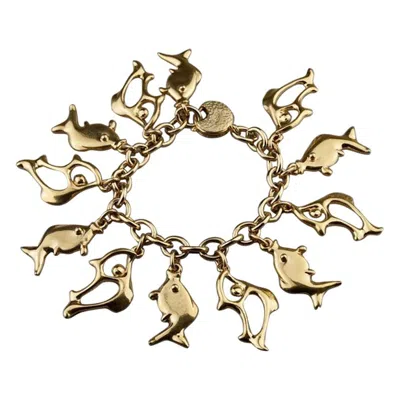 Pre-owned Saint Laurent Vintage Yves  Ysl Fish Charm Bracelet In Sand