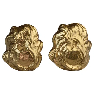 Pre-owned Saint Laurent Vintage Yves  Ysl Free Form Earrings In Brown
