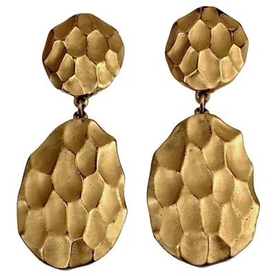 Pre-owned Saint Laurent Vintage Yves  Ysl Honeycomb Drop Earrings In Brown