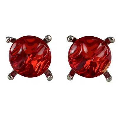 Pre-owned Saint Laurent Vintage Yves  Ysl Irregular Red Glass Cabochon Earrings