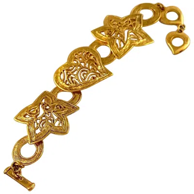Pre-owned Saint Laurent Vintage Yves  Ysl Openwork Heart Star Bracelet In Brown