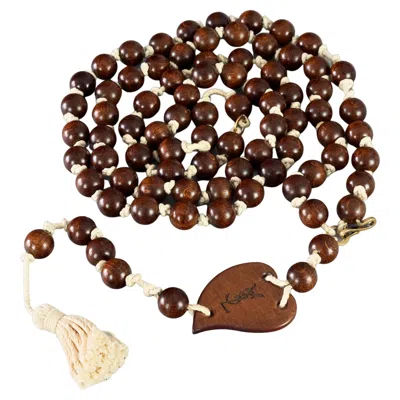 Pre-owned Saint Laurent Vintage Yves  Ysl Oversized Wood Heart Rosary Tassel Belt Necklace In Multi
