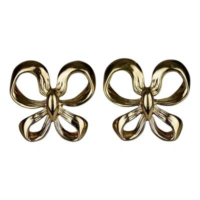 Pre-owned Saint Laurent Vintage Yves  Ysl Ribbon Bow Earrings In Black