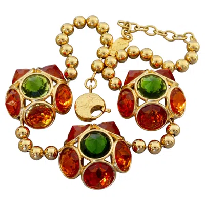 Pre-owned Saint Laurent Vintage Yves  Ysl Robert Goossens Flower Charm Ball Chain Necklace In Multi