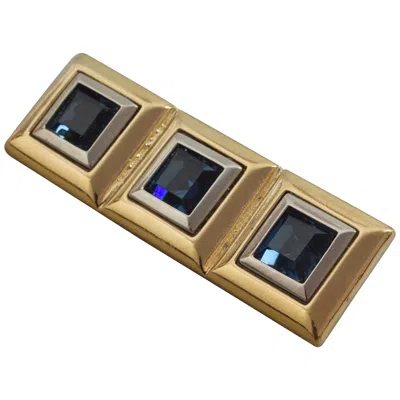 Pre-owned Saint Laurent Vintage Yves  Ysl Sapphire Bar Brooch In Blue