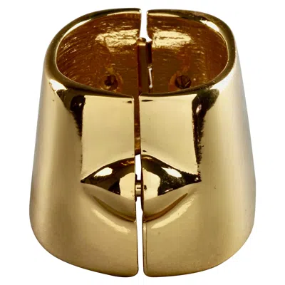 Pre-owned Saint Laurent Vintage Yves  Ysl Space Age Clamper Cuff Bracelet In Brown
