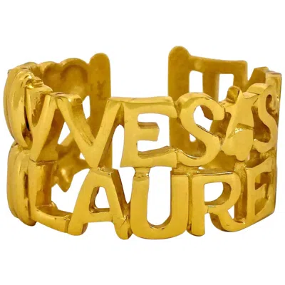 Pre-owned Saint Laurent Vintage Yves  Ysl Spelled Letter Bracelet Cuff In Orange