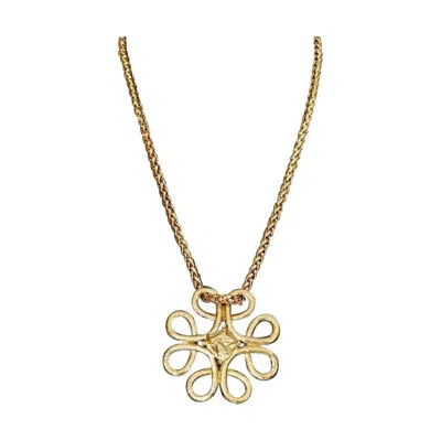 Pre-owned Saint Laurent Vintage Yves  Ysl Swirl Nugget Necklace In Sand