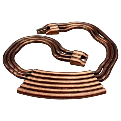 Pre-owned Saint Laurent Vintage Yves  Ysl Tubular Modernist Choker Necklace In Brown