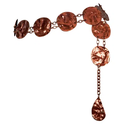 Pre-owned Saint Laurent Vintage Yves  Ysl Wrinkled Copper Disc Link Belt In Brown