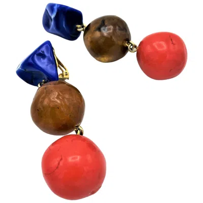 Pre-owned Saint Laurent Vintage Yves St. Laurent Paris, Dangling Clip-on Earring, Rive Gauch, 1980 In Multi