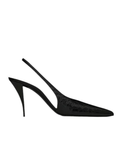 Saint Laurent Viper 100mm Slingback Pumps In Black