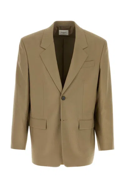 Saint Laurent Virgin Wool And Mohair Blazer In Brown
