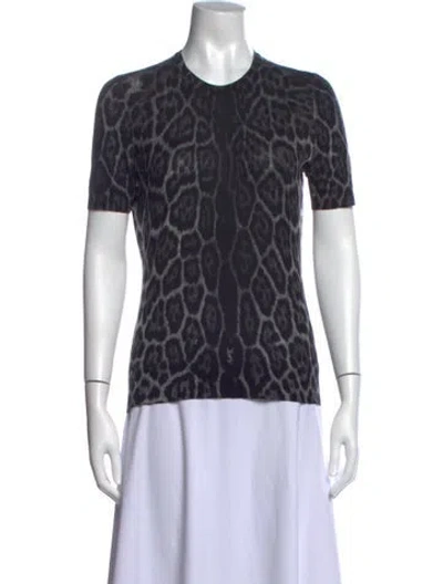 Pre-owned Saint Laurent Virgin Wool Animal Print Sweater In Gray