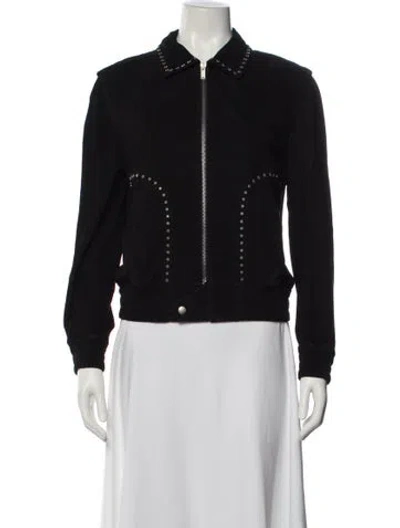 Pre-owned Saint Laurent Virgin Wool Biker Jacket In Black