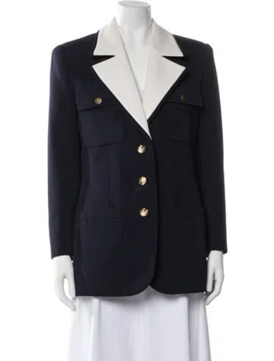 Pre-owned Saint Laurent Virgin Wool Blazer In Blue
