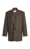 Saint Laurent Virgin Wool Blazer In Brown