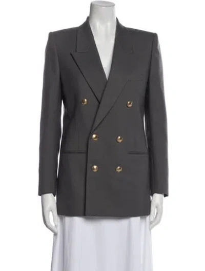 Pre-owned Saint Laurent Virgin Wool Blazer In Gray