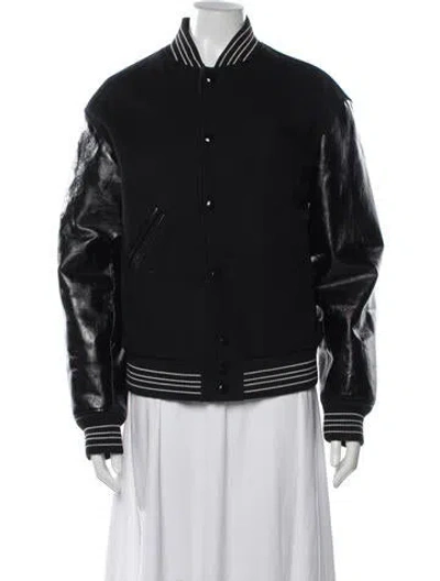 Pre-owned Saint Laurent Virgin Wool Bomber Jacket In Black