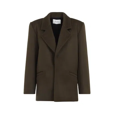 Saint Laurent Short Wool Coat In Green