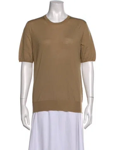 Pre-owned Saint Laurent Virgin Wool Crew Neck Sweater W/ Tags In Neutrals
