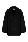 Saint Laurent Virgin Wool Double-breasted Peacoat In Black