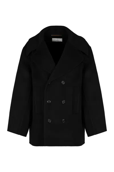 SAINT LAURENT VIRGIN WOOL DOUBLE-BREASTED PEACOAT